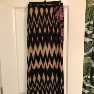 Black and Tan Chevron Maxi Skirt